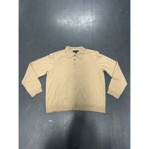 Glen Royal Men's Fine Cashmere Long Sleeve Shirt Tan Size Large Pullover Button